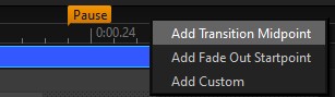 The right-click ruler menu for adding timeline markers