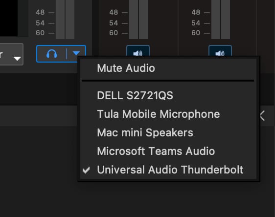Choose audio device for monitoring