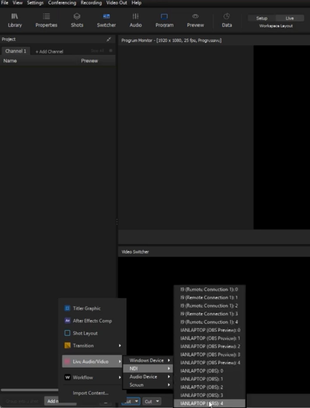 Add live source
