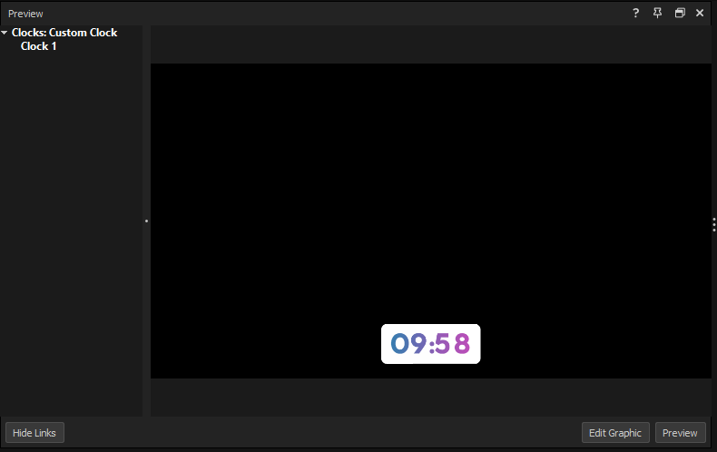 Clocks panel with linked variables