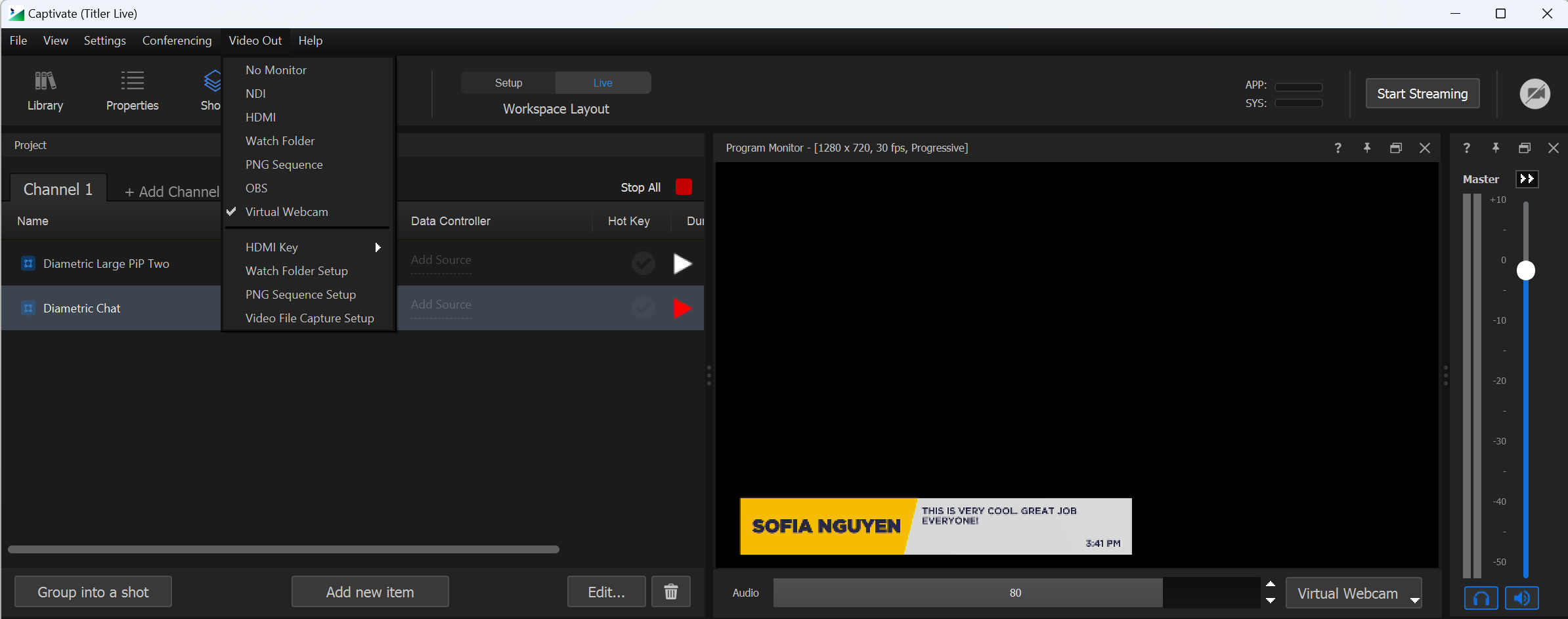 Program Out menu