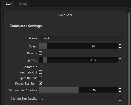 The Conductor tab: Conductor Settings