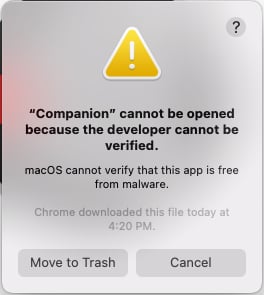 macOS security warning