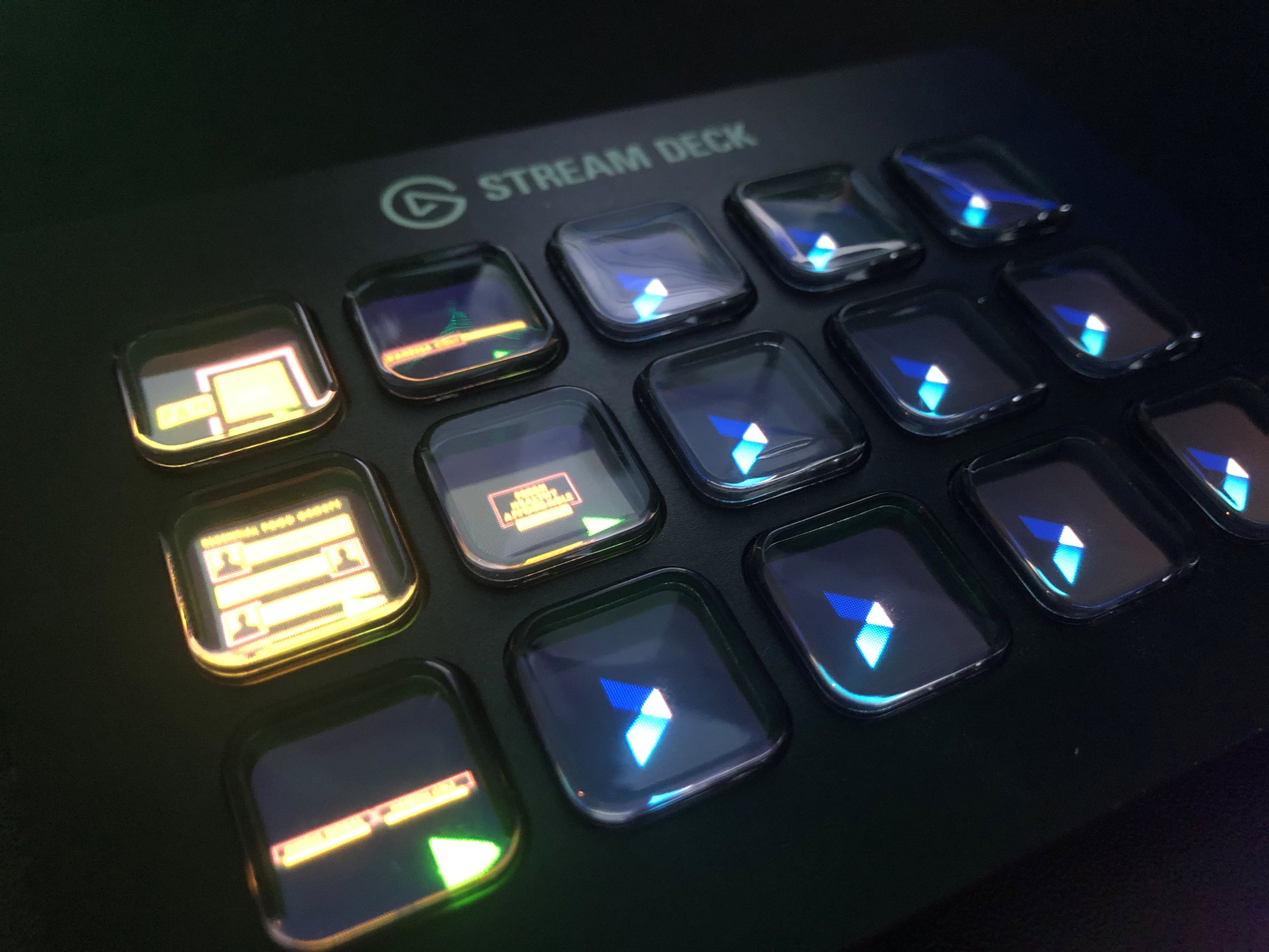 Stream Deck device showing configured Captivate buttons