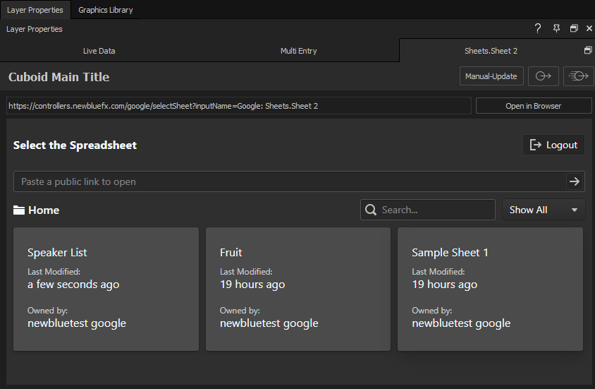Google Drive folders in the controller panel