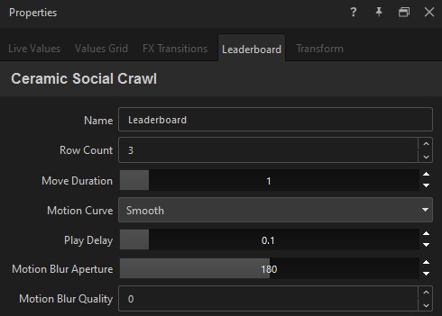 The Leaderboard tab in the playout Properties panel