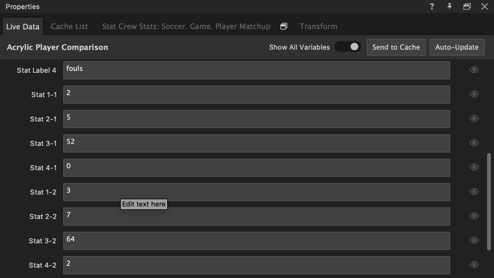 Live Values tab