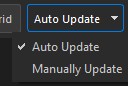 The update mode button set to Auto Update, with Manually Update in the dropdown