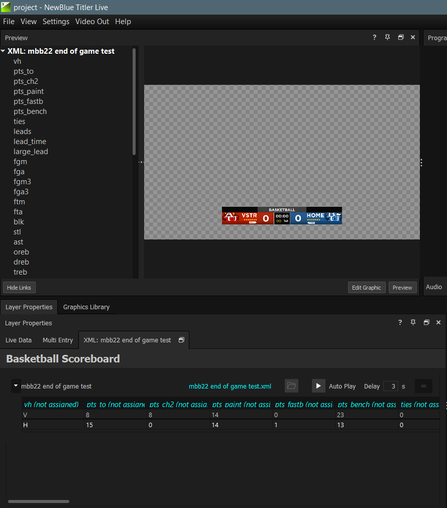Legacy XML variables linked in the Preview panel