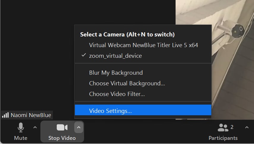 Zoom Video settings