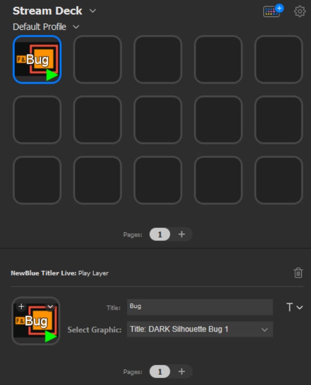 Button settings panel with Title and Select Graphic