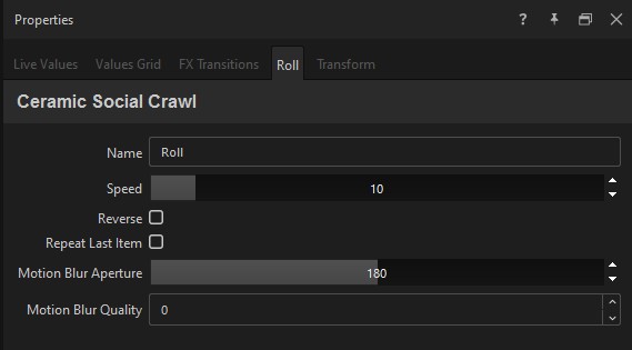 The Roll Conductor Settings in the Designer