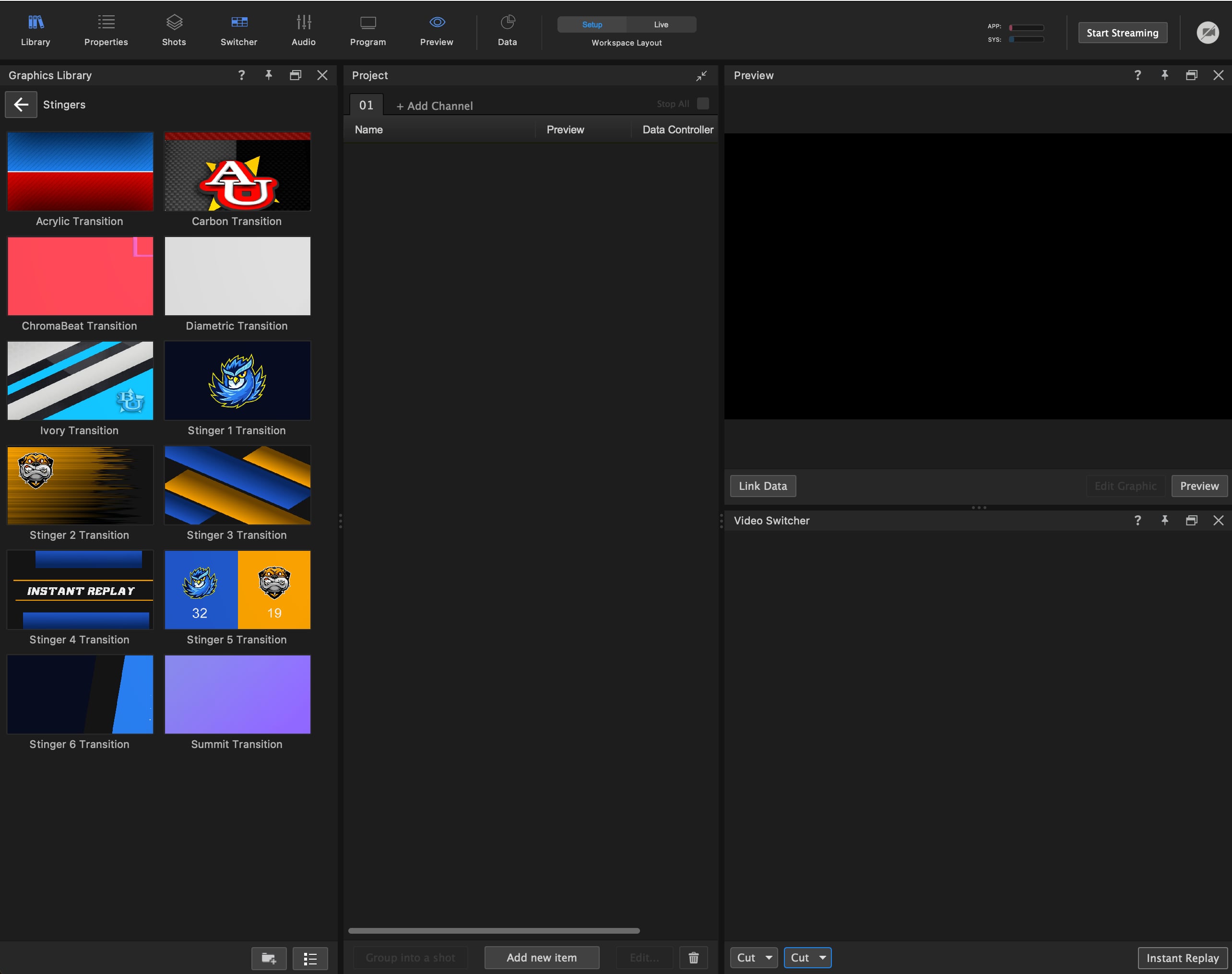 Video Switcher menu