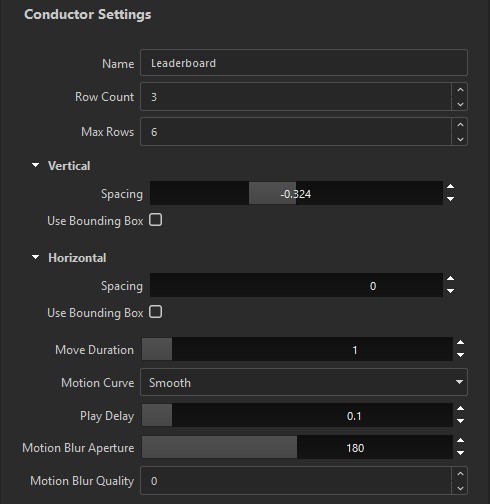 The Leaderboard Conductor Settings in the Designer