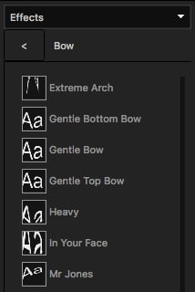 Bow effects category in the Library panel